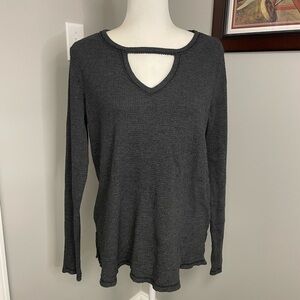 Anthropologie tla Nadia gray cutout waffle knit long sleeve thermal sz medium